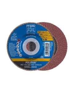 DISCO TRASLAPADO POLIFAN  METAL INOXIDABLE 4.1/2" GRANO 60 PSF (CAJA 10 UDS.) PFERD
